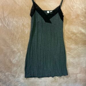 Women's Gray Lace Trim Slip Dress